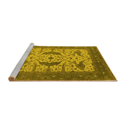 Sideview of Machine Washable Oriental Yellow Industrial Rug, wshurb1640yw