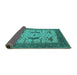 Sideview of Oriental Turquoise Industrial Rug, urb1640turq