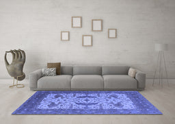 Machine Washable Oriental Blue Industrial Rug in a Living Room, wshurb1640blu