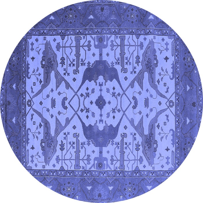Round Machine Washable Oriental Blue Industrial Rug, wshurb1640blu