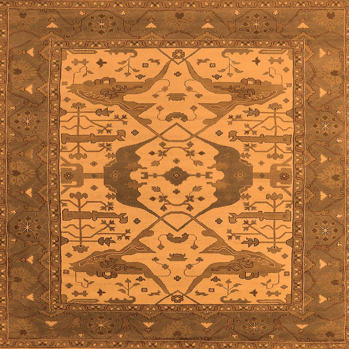 Square Machine Washable Oriental Orange Industrial Area Rugs, wshurb1640org