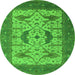 Round Oriental Green Industrial Rug, urb1640grn