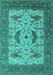 Machine Washable Oriental Turquoise Industrial Area Rugs, wshurb1640turq