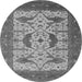 Round Machine Washable Oriental Gray Industrial Rug, wshurb1640gry