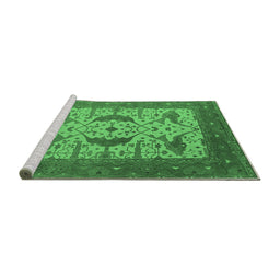 Sideview of Machine Washable Oriental Emerald Green Industrial Area Rugs, wshurb1640emgrn