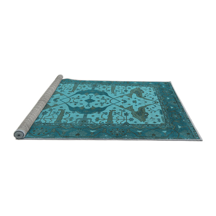 Sideview of Machine Washable Oriental Light Blue Industrial Rug, wshurb1640lblu