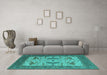 Machine Washable Oriental Turquoise Industrial Area Rugs in a Living Room,, wshurb1640turq