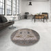 Round Machine Washable Industrial Modern Rosy Brown Pink Rug in a Office, wshurb1640
