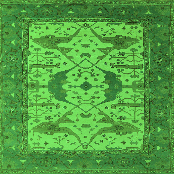Square Machine Washable Oriental Green Industrial Area Rugs, wshurb1640grn