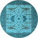 Round Oriental Light Blue Industrial Rug, urb1640lblu