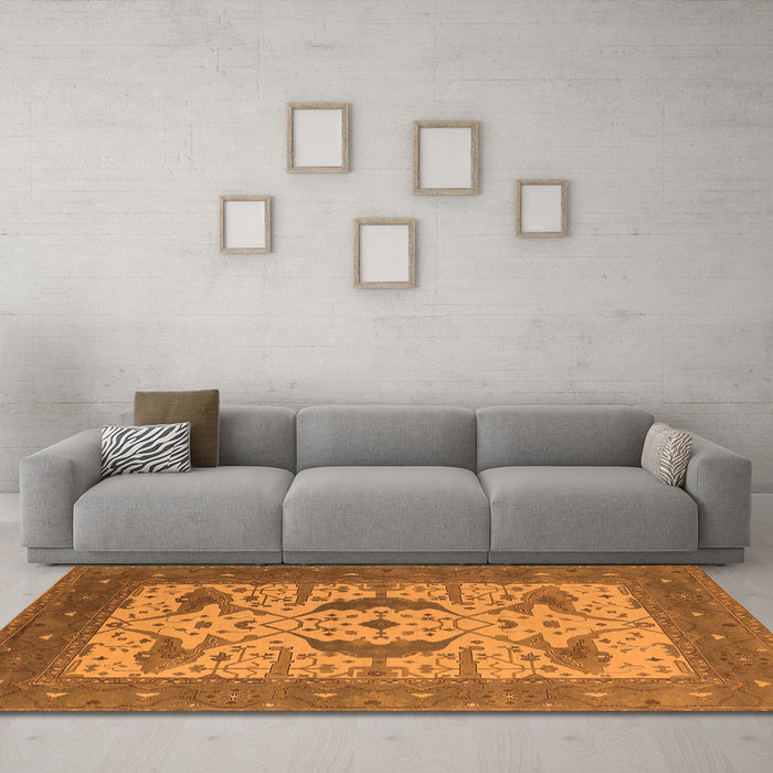 Machine Washable Oriental Orange Industrial Area Rugs in a Living Room, wshurb1640org