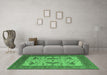 Machine Washable Oriental Emerald Green Industrial Area Rugs in a Living Room,, wshurb1640emgrn