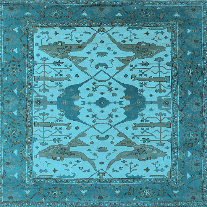 Square Machine Washable Oriental Light Blue Industrial Rug, wshurb1640lblu