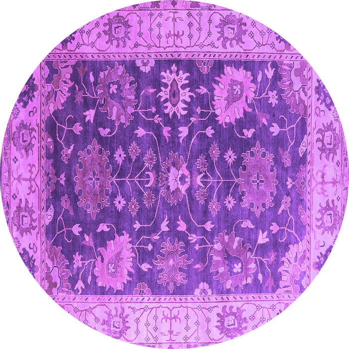 Round Machine Washable Oriental Purple Industrial Area Rugs, wshurb1641pur
