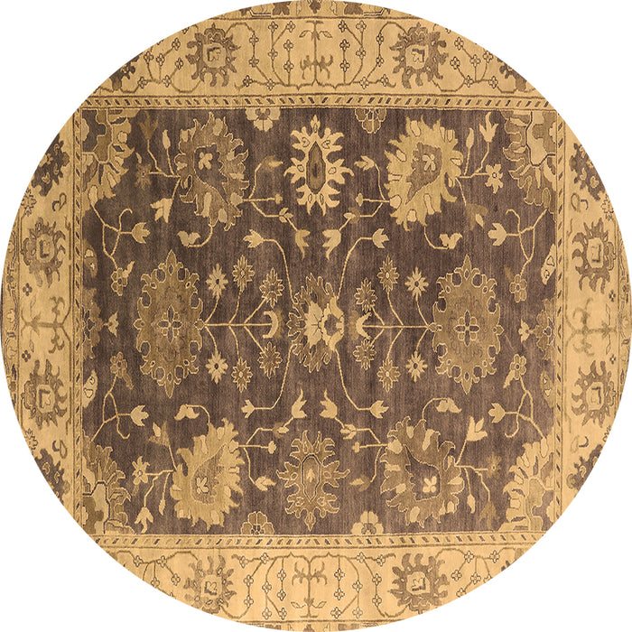 Round Oriental Brown Industrial Rug, urb1641brn