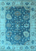 Machine Washable Oriental Light Blue Industrial Rug, wshurb1641lblu