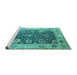 Sideview of Machine Washable Oriental Turquoise Industrial Area Rugs, wshurb1641turq