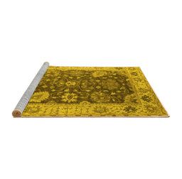 Sideview of Machine Washable Oriental Yellow Industrial Rug, wshurb1641yw