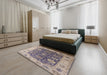 Mid-Century Modern Purple Oriental Rug in a Bedroom, urb1641