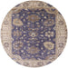 Round Mid-Century Modern Purple Oriental Rug, urb1641