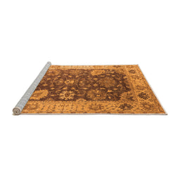 Sideview of Machine Washable Oriental Orange Industrial Area Rugs, wshurb1641org