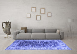 Machine Washable Oriental Blue Industrial Rug in a Living Room, wshurb1641blu