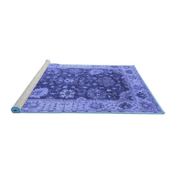 Sideview of Machine Washable Oriental Blue Industrial Rug, wshurb1641blu