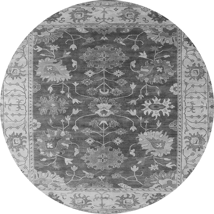 Round Machine Washable Oriental Gray Industrial Rug, wshurb1641gry