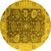 Round Oriental Yellow Industrial Rug, urb1641yw