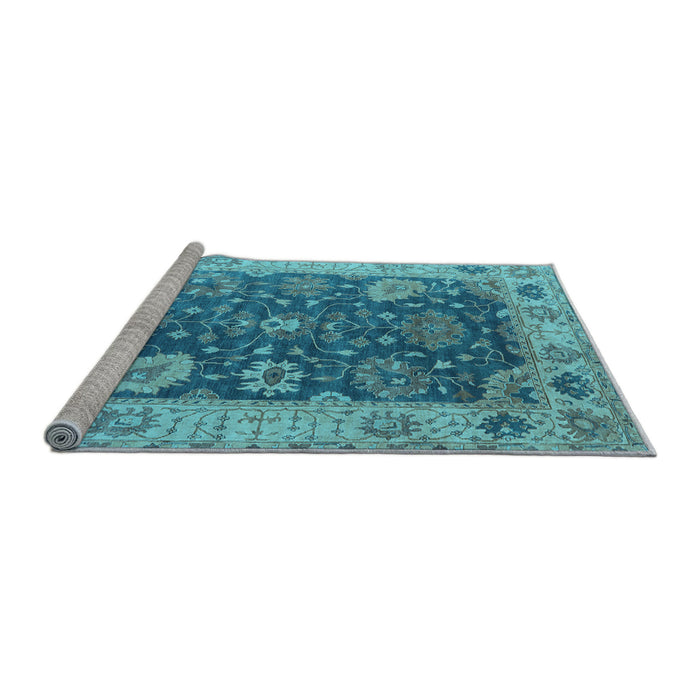 Sideview of Machine Washable Oriental Light Blue Industrial Rug, wshurb1641lblu