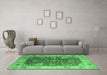 Machine Washable Oriental Emerald Green Industrial Area Rugs in a Living Room,, wshurb1641emgrn