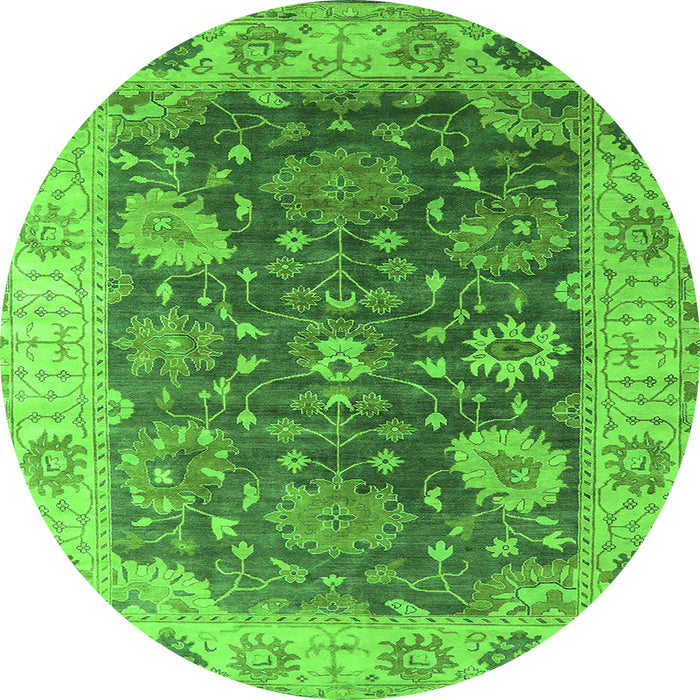 Round Oriental Green Industrial Rug, urb1641grn