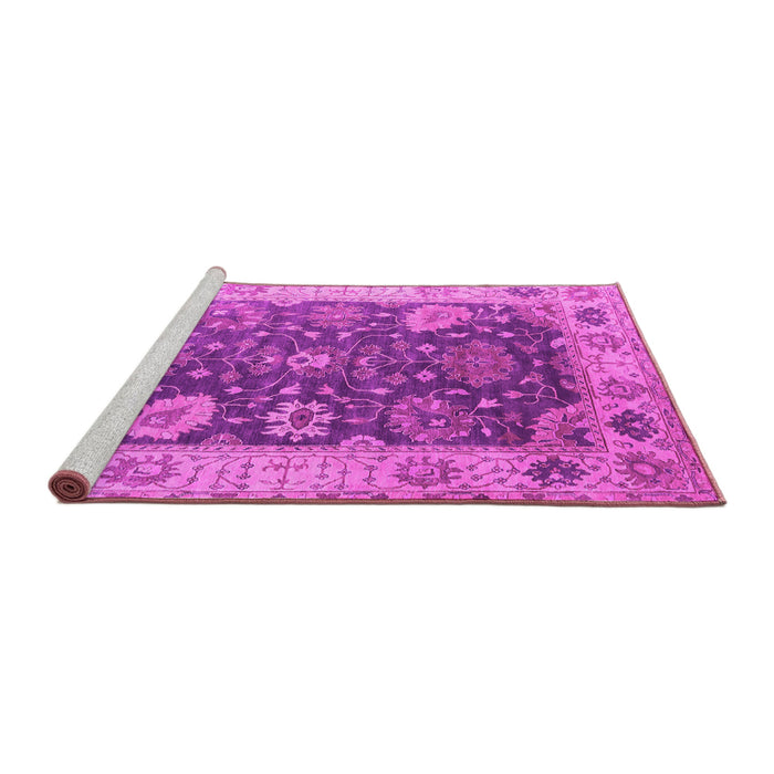 Sideview of Machine Washable Oriental Pink Industrial Rug, wshurb1641pnk