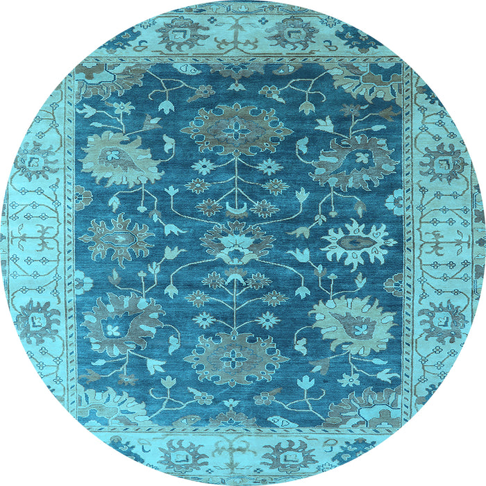 Round Oriental Light Blue Industrial Rug, urb1641lblu