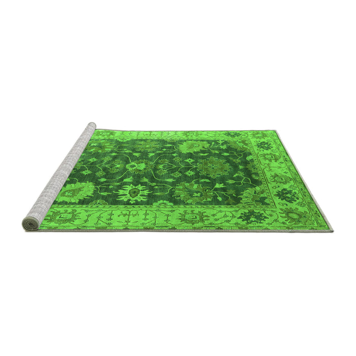Sideview of Machine Washable Oriental Green Industrial Area Rugs, wshurb1641grn