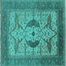 Square Oriental Turquoise Industrial Rug, urb1642turq