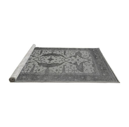 Sideview of Machine Washable Oriental Gray Industrial Rug, wshurb1642gry