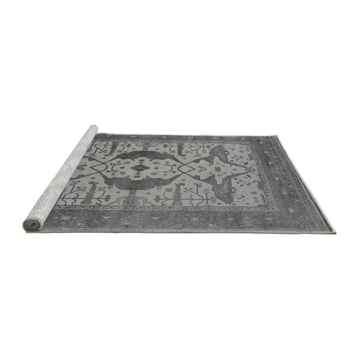Sideview of Machine Washable Oriental Gray Industrial Rug, wshurb1642gry