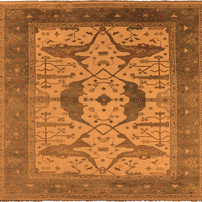 Square Machine Washable Oriental Orange Industrial Area Rugs, wshurb1642org