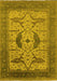 Machine Washable Oriental Yellow Industrial Rug, wshurb1642yw