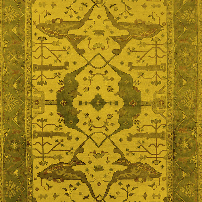 Machine Washable Oriental Yellow Industrial Rug, wshurb1642yw