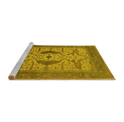 Sideview of Machine Washable Oriental Yellow Industrial Rug, wshurb1642yw