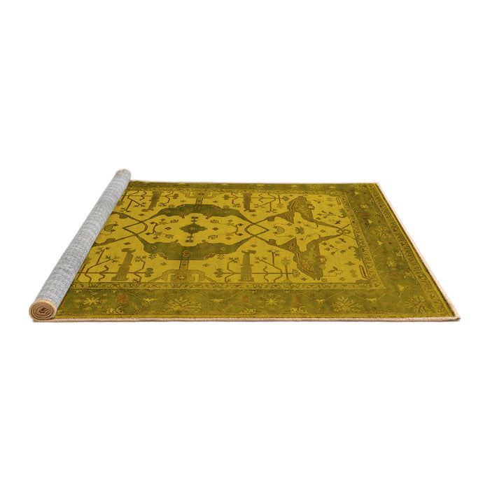 Sideview of Machine Washable Oriental Yellow Industrial Rug, wshurb1642yw