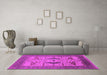 Machine Washable Oriental Pink Industrial Rug in a Living Room, wshurb1642pnk