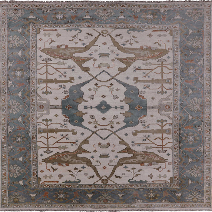 Square Mid-Century Modern Rosy Brown Pink Oriental Rug, urb1642