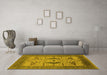 Machine Washable Oriental Yellow Industrial Rug in a Living Room, wshurb1642yw