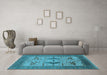 Machine Washable Oriental Light Blue Industrial Rug in a Living Room, wshurb1642lblu