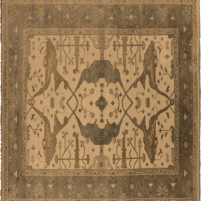 Square Machine Washable Oriental Brown Industrial Rug, wshurb1642brn