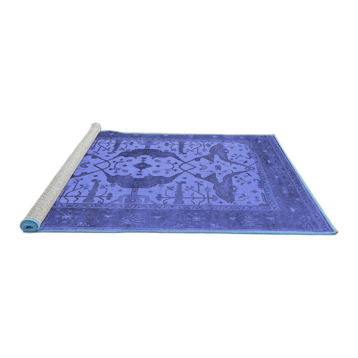 Sideview of Machine Washable Oriental Blue Industrial Rug, wshurb1642blu