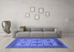 Machine Washable Oriental Blue Industrial Rug in a Living Room, wshurb1642blu